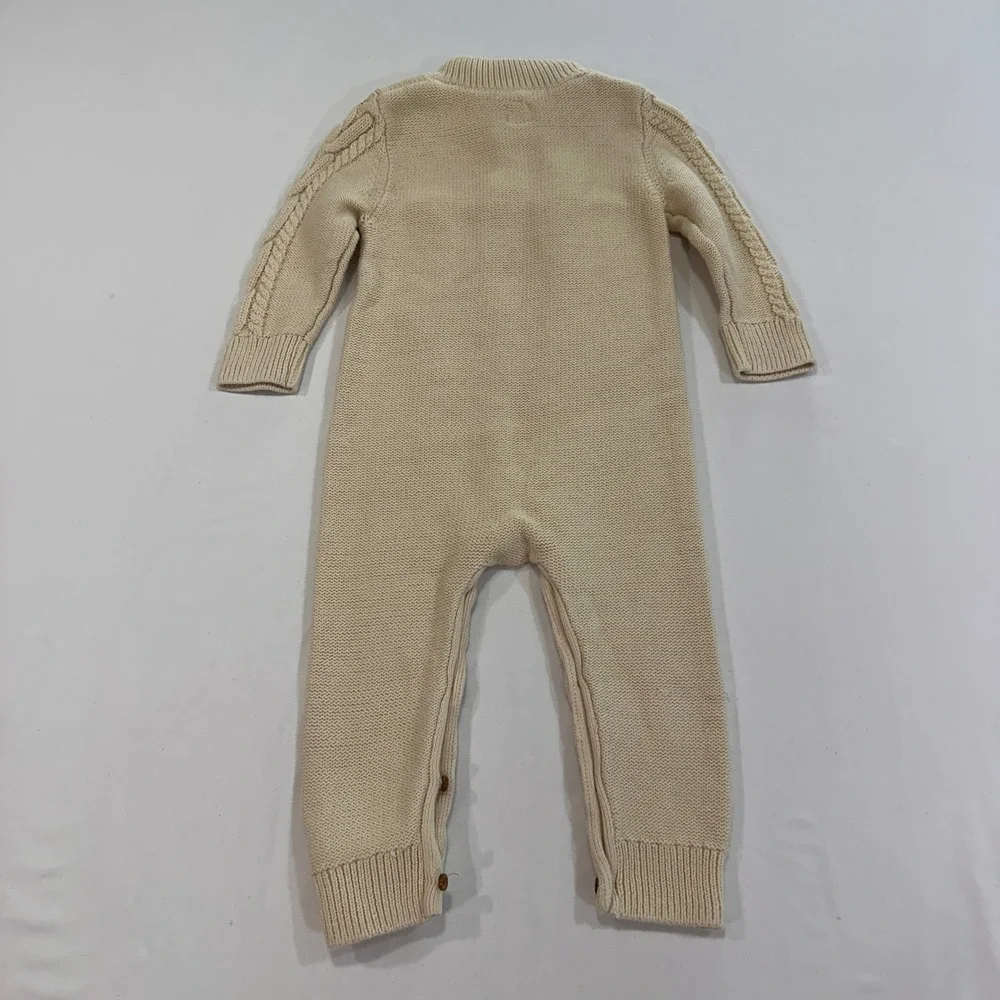 Gap Cable Knit One Piece Romper Kids‎ 18-24 Months Cream Sherpa Lined | Classic